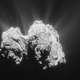 El Cometa 67P, con sus característicos penachos de polvo a su alrededor.